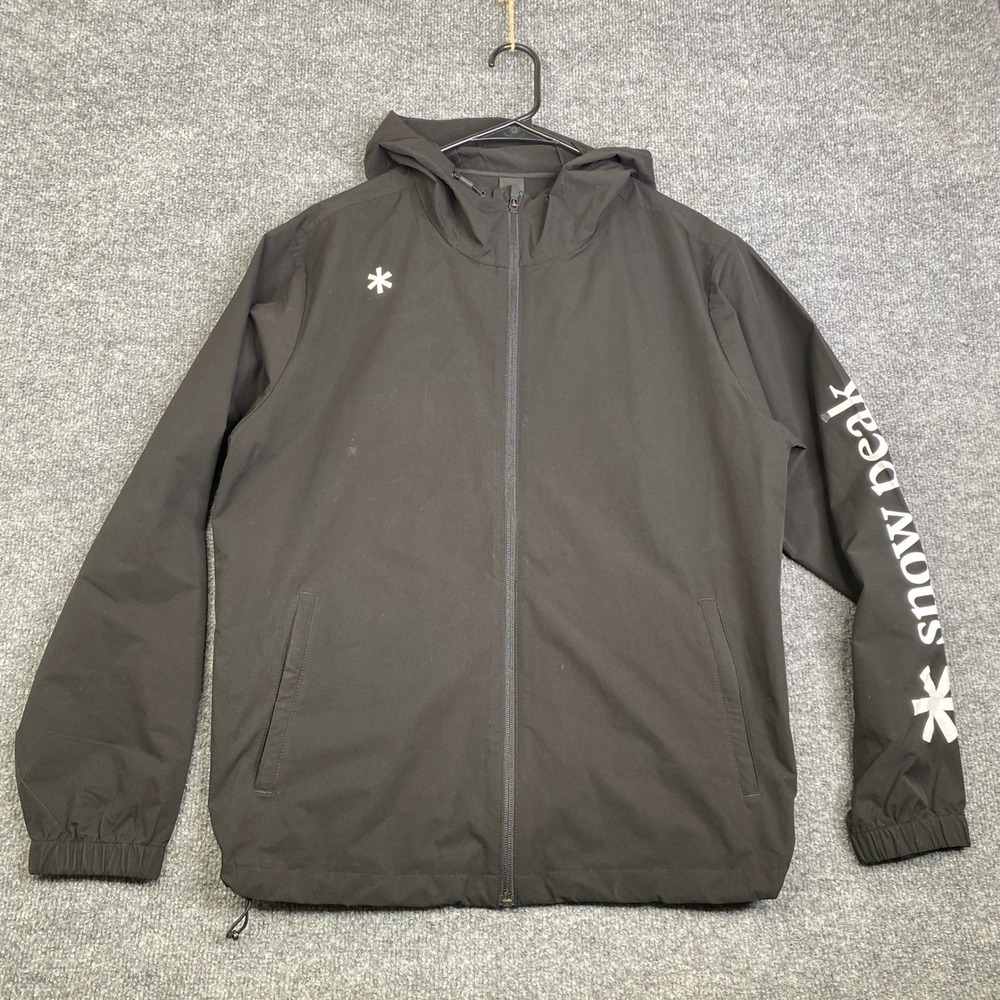 Snow Peak Mens Full Zip Hooded Windbreaker Jacket Black S20SUN-WB60 Size M
